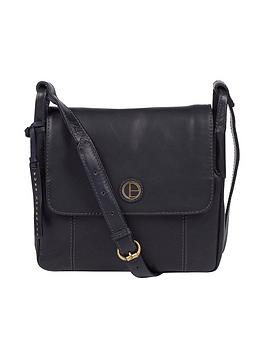 Pure Luxuries London Houghton Leather Cross Body Bag - Navy