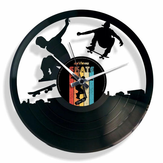 Sk8 Vinyl with Skaters 30cm Silent Wall Clock