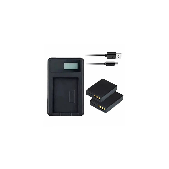 USB Battery Charger and 2 Batteries For Panasonic Lumix DMC-TZ10 Digital Camera