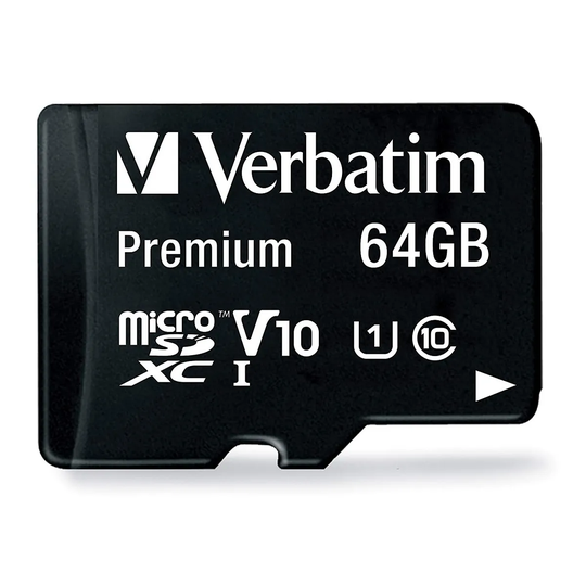Verbatim 64GB Micro SD Card - Class 10 with Adaptor