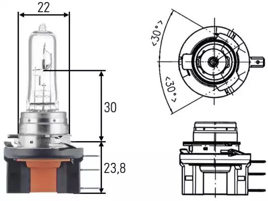 Bulb 12V 55/15W Pgj23-T1 8GJ168119-001 by Hella H15