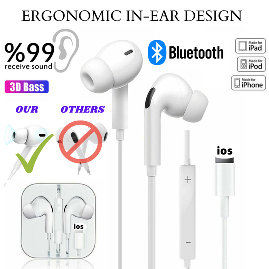Wired Earphones Headphones for Apple iPhone 7 X XR 11 12 13 Pro Bluetooth Connection (SH77)