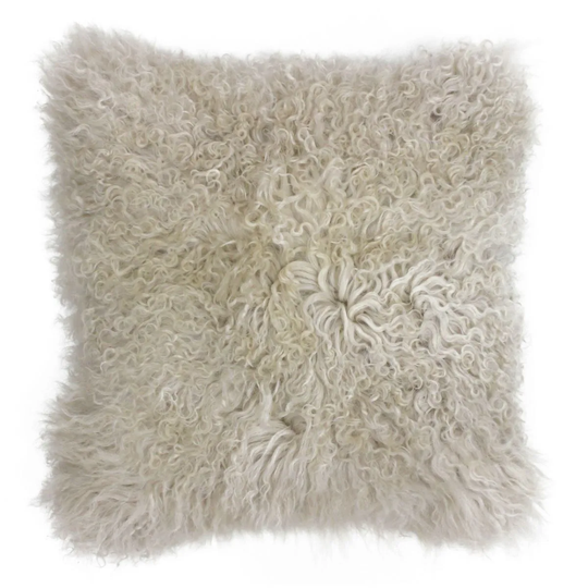Paoletti Mongolian Polyester Filled Cushion Wool Oatmeal