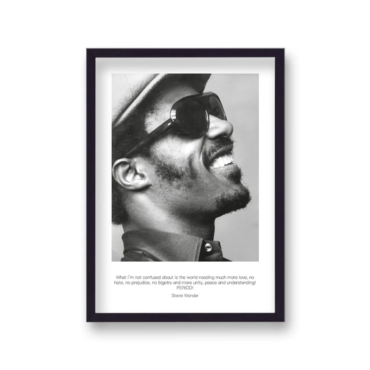 Polaroid Style B&W Icon Stevie Wonder What I'n Not Confused Non Dated by Vouvart - Picture Frame Graphic Art