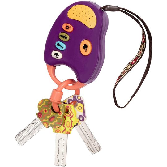 B. toys - FunKeys Toy - Funky Toy Keys for Toddlers and Babies - Toy Car Keys on a Keychain with Light and Sounds -100% Non-Toxic and BPA-Fr