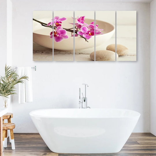 Canvas Print Orchid Bowl Flowers Beige