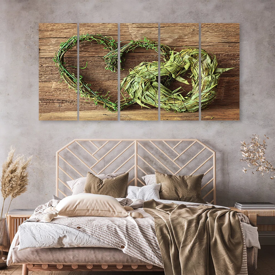 Canvas Print Heart Wood Herbs Green