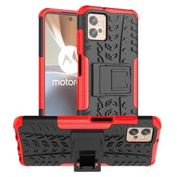 Anti-Slip Motorola Moto G32 Hybrid Case with Stand - Red