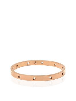 Say It With Diamonds Star Hinged Bangle - Stainless Steel (Rose Gold), Rose, Women