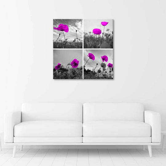 Canvas Print Poppies Purple Set