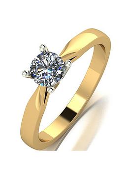 Love DIAMOND 18ct Gold 0.50ct Diamond Solataire Engagement Ring, Gold, Size J, Women