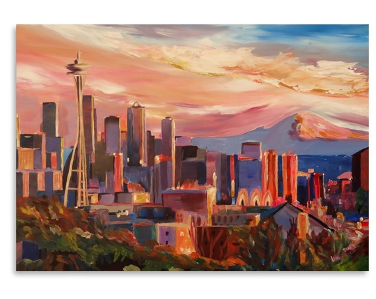 Seattle 2 by M Bleichner - Unframed Painting Print on Paper