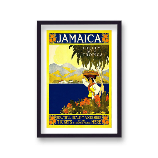 Vintage Travel Print Jamaica The Gem Of The Tropics With Border