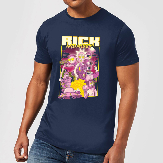 Rick and Morty 80s Poster Men's T-Shirt - Navy - S