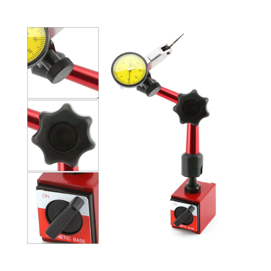 Precision Dial Test Indicator DTI Gauge + Flexible Magnetic Base Holder Stand