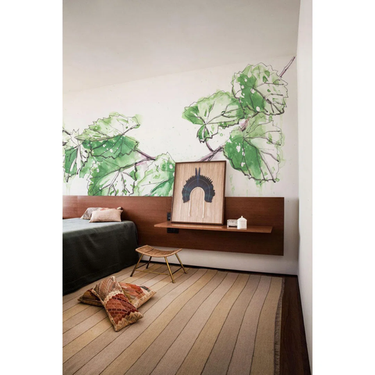 Walllpaper Roll 416X254cm Wallpaper Material With Print Mural Decoration Kitchen Livingroom Bedroom - Vineleaves Drawn Leaves Wine