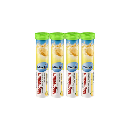 Mivolis Magnesium effervescent Tablets - Dietary Supplements 4 Packs x 20 pcs | Germany