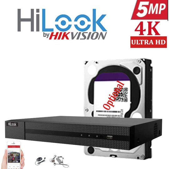(1TB HDD) HIKVISION HILOOK DVR 5MP HD 4 IN 1 4CH DVR 204U-K1 DVR