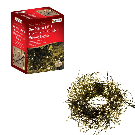 Christmas Workshop 3m 480 Micro LED Green Cluster String Lights - Warm White