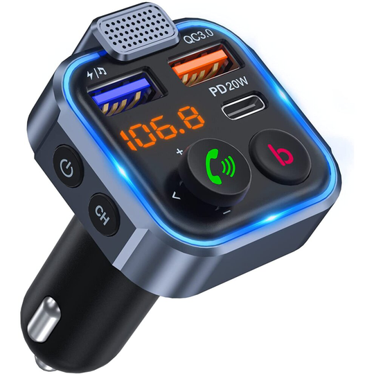 Car FM Transmitter, Wireless Bluetooth 5.0 Radio Adapter Car Kit