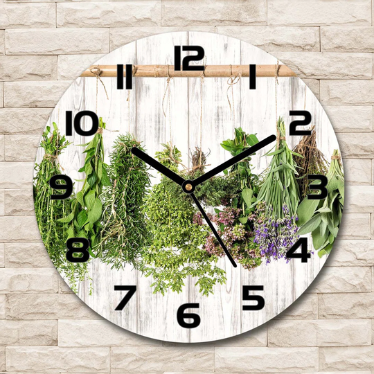 Decoration Picture Art Modern Kitchen Living Room Herbs on a String 30cm Silent Wall Clock