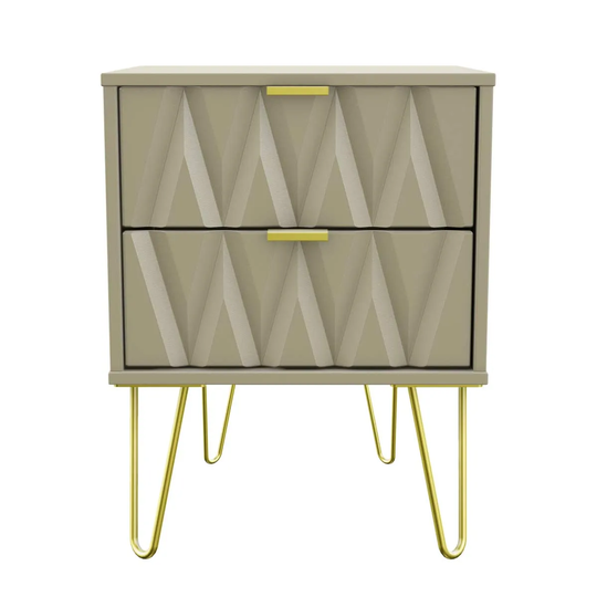 Copenhagen Ready Assembled Two Drawer Bedside Cabinet With Integrated Wireless Charging Mushroom