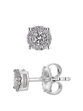 Love Diamond White Gold 18Pt Diamond Solitaire Stud Earrings