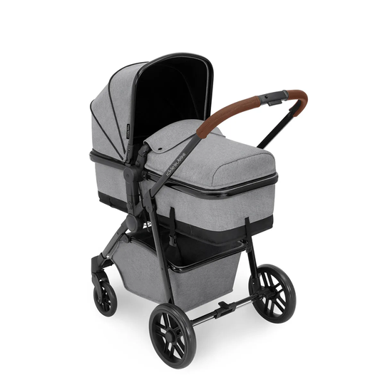 Ickle Bubba Moon 3 in 1 Travel System - Space Grey on Black with Tan Handles