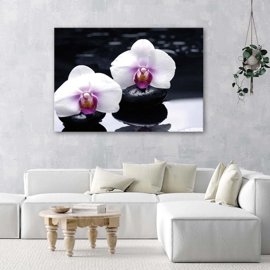 Canvas Print Orchid Zen Stones Purple
