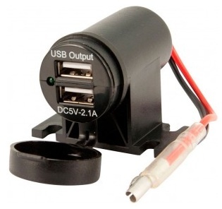 USB adapter - 2 ports 5V-2.1A - up / down - 12V - black EU E1092