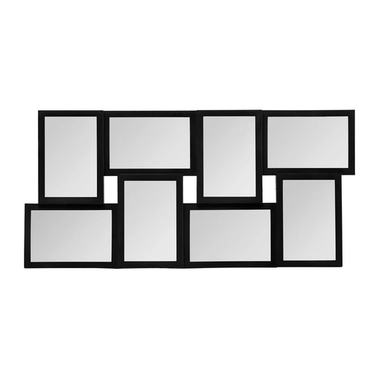 Premier Housewares Multi Photo Frame with Straight Edges, 8 Photo - Black Plastic Frame 4 x 6"