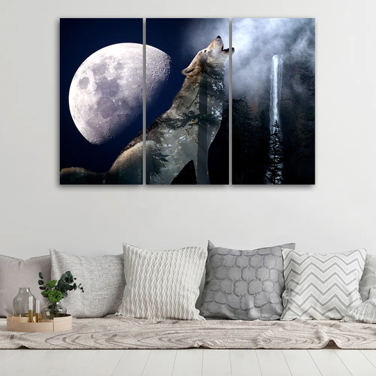 Canvas Print Wolf Nature Moon Fog