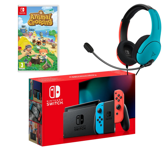 Nintendo Switch with Animal Crossing and PDP LVL40 Headset Bundle