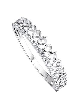 Love Diamond 9Ct White Gold 0.12Ct Diamond Hearts Band Ring