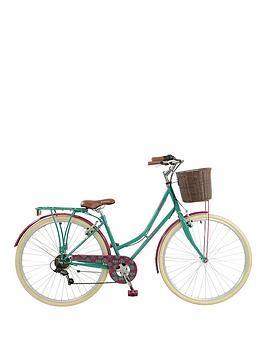 Elswick Deluxe - Womens 700C Heritage Bike, 6 Speed Thumb Shifter, Mudguards, Rear Rack &Amp; Front Basket, Propstand