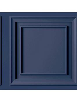 Fresco Wood Panel Blue Wallpaper