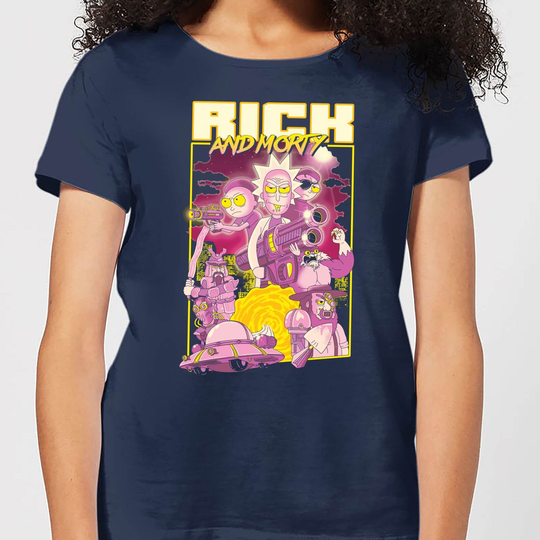Rick and Morty 80s Poster Women's T-Shirt - Navy - S
