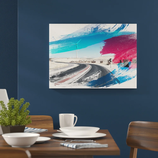 'Landscape Wind Turbine Road' Graphic Art Print Poster