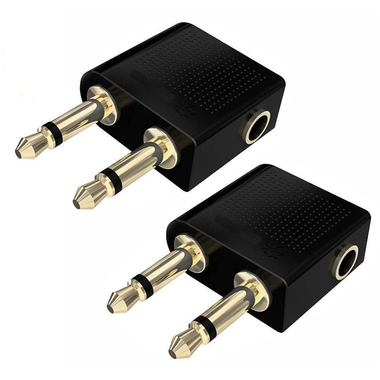 (2 Pack) Standard 3.5mm Aeroplane Airplane In-Flight Headphone Jack Audio Adaptor