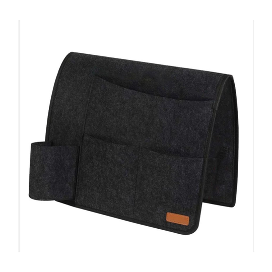(Dark Grey) Sofa Bedside Storage Caddy Hanging Bag Felt Pocket Organizer Book Holder Home