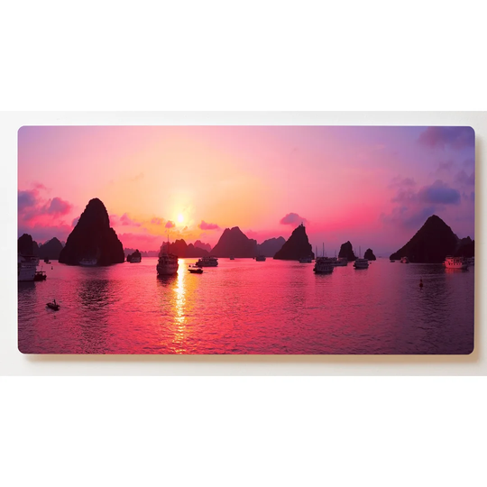 Backlight Motif Wall Picture Sunset Sea Magnetic Cork Board