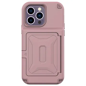 iPhone 14 Pro Max Hybrid Case with Hidden Mirror & Card Slot - Pink