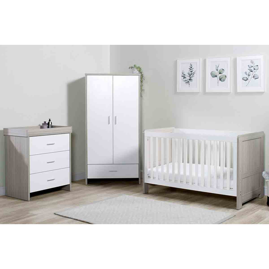 Ickle Bubba Pembrey 3 Piece Furniture Set - Ash Grey & White