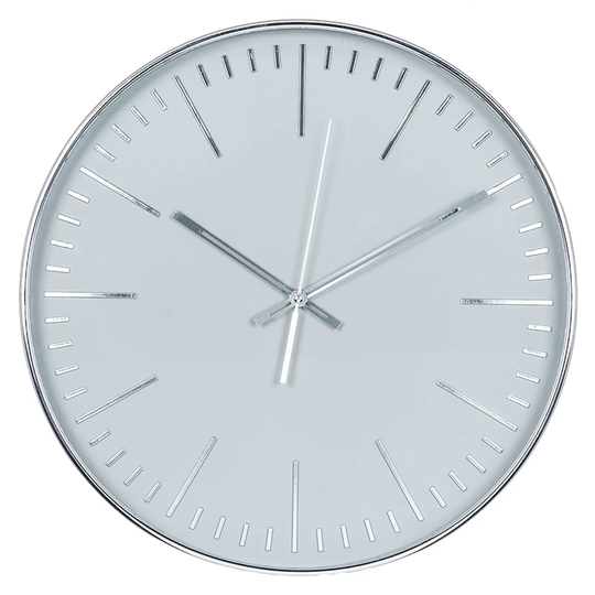 Celestial Silver & Grey Round Wall Clock