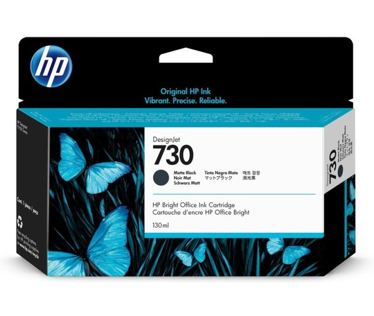 HP 730 Matte Black Original Designjet Ink Cartridge - Standard Yield 130ml - P2V65A
