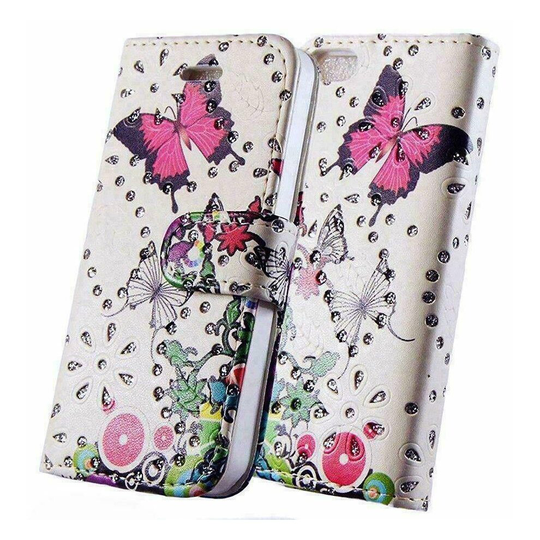(PINK BUTTERFLY) For Samsung Galaxy A12 Phone Case, Cover, Flip Wallet, Folio, Leather /Gel
