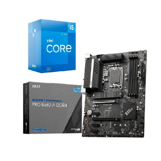 MSI B660 PRO B660-A DDR4 ATX Motherboard + Intel Core i5 12400F Processor Bundle