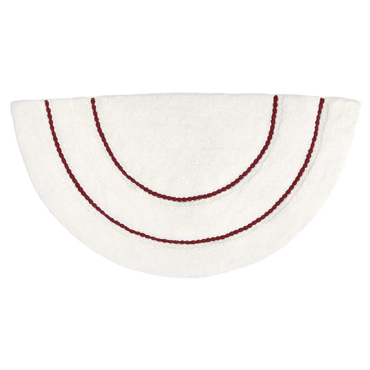 Furn. Semi Circle Braided Cotton Anti-slip Bath Mat Red Clay