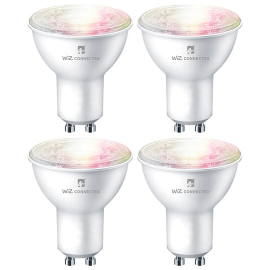 4lite WiZ Connected LED Smart GU10 Bulb WiFi & Bluetooth, Colours and Tuneable White & Dimmable - 4 Pack