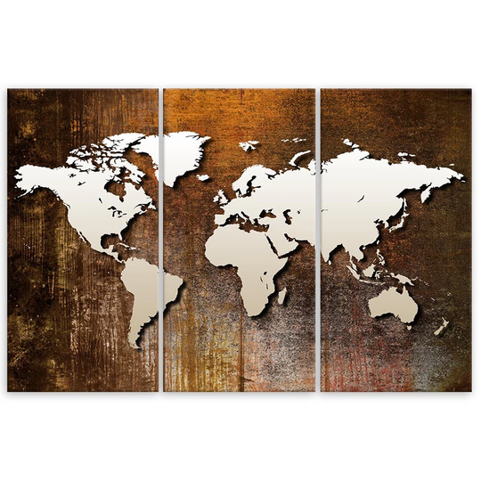 Canvas Print World Map Vintage Brown